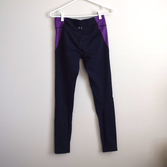 Black and Purple Cropped Under Armour Workout Leggings - Picture 1 of 3